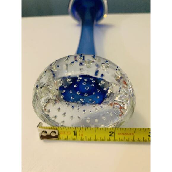 Vintage Cobalt Blue Aseda Glass 8 3/4” Bud Vase Controlled Bubble Base - Picture 8 of 15